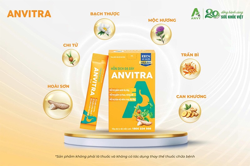 Hỗn dịch dạ dày Anvitra hỗ trợ bảo vệ niêm mạc và giảm triệu chứng bệnh dạ dày