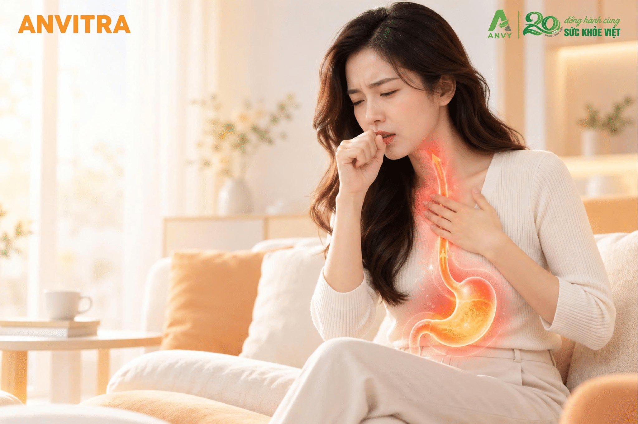 Dịch vị trào ngược có thể gây ho dai dẳng và rát vùng thượng vị.