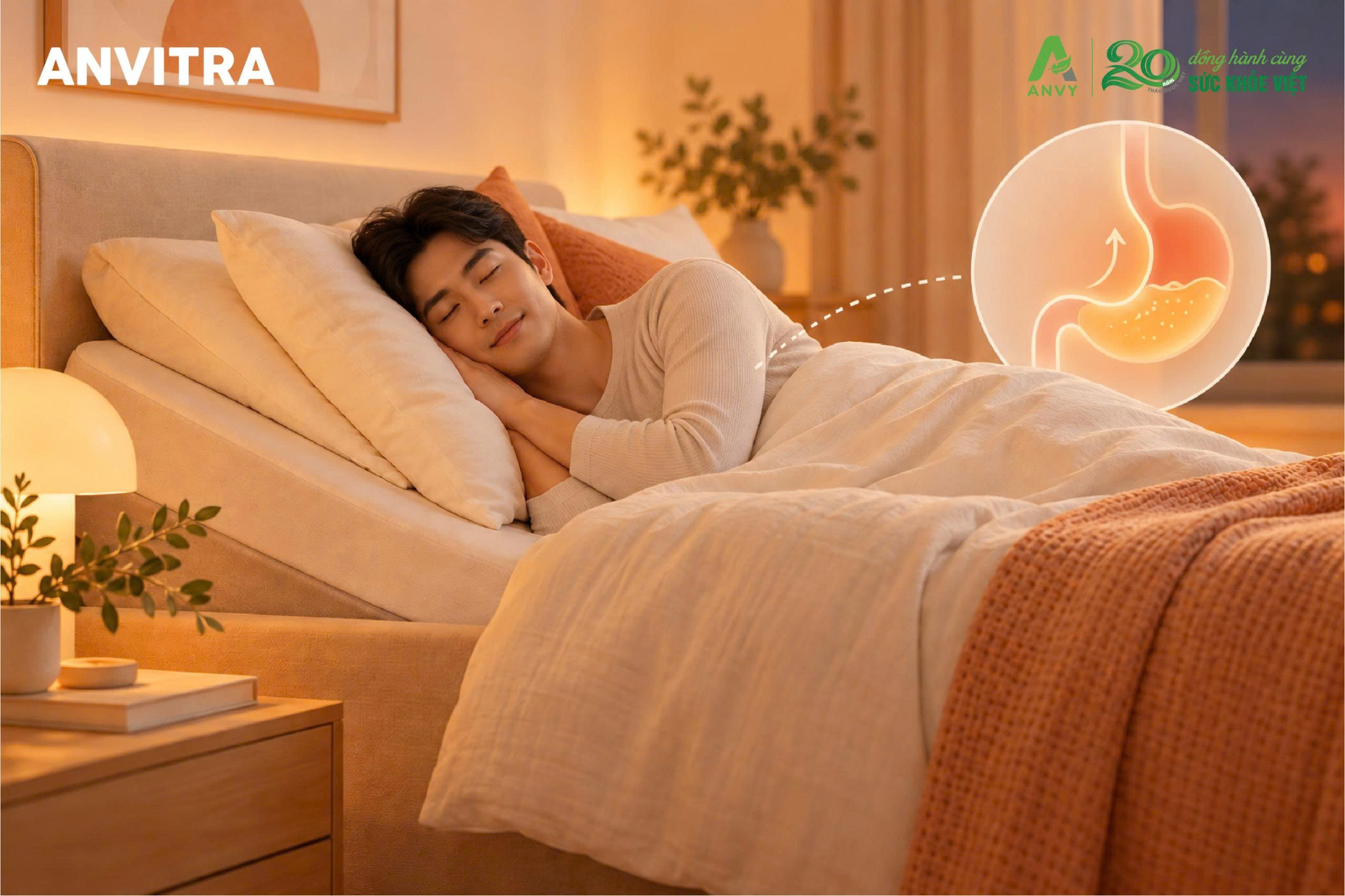 Sử dụng gối nệm nâng cao đầu giúp bạn hạn chếtrào ngược.