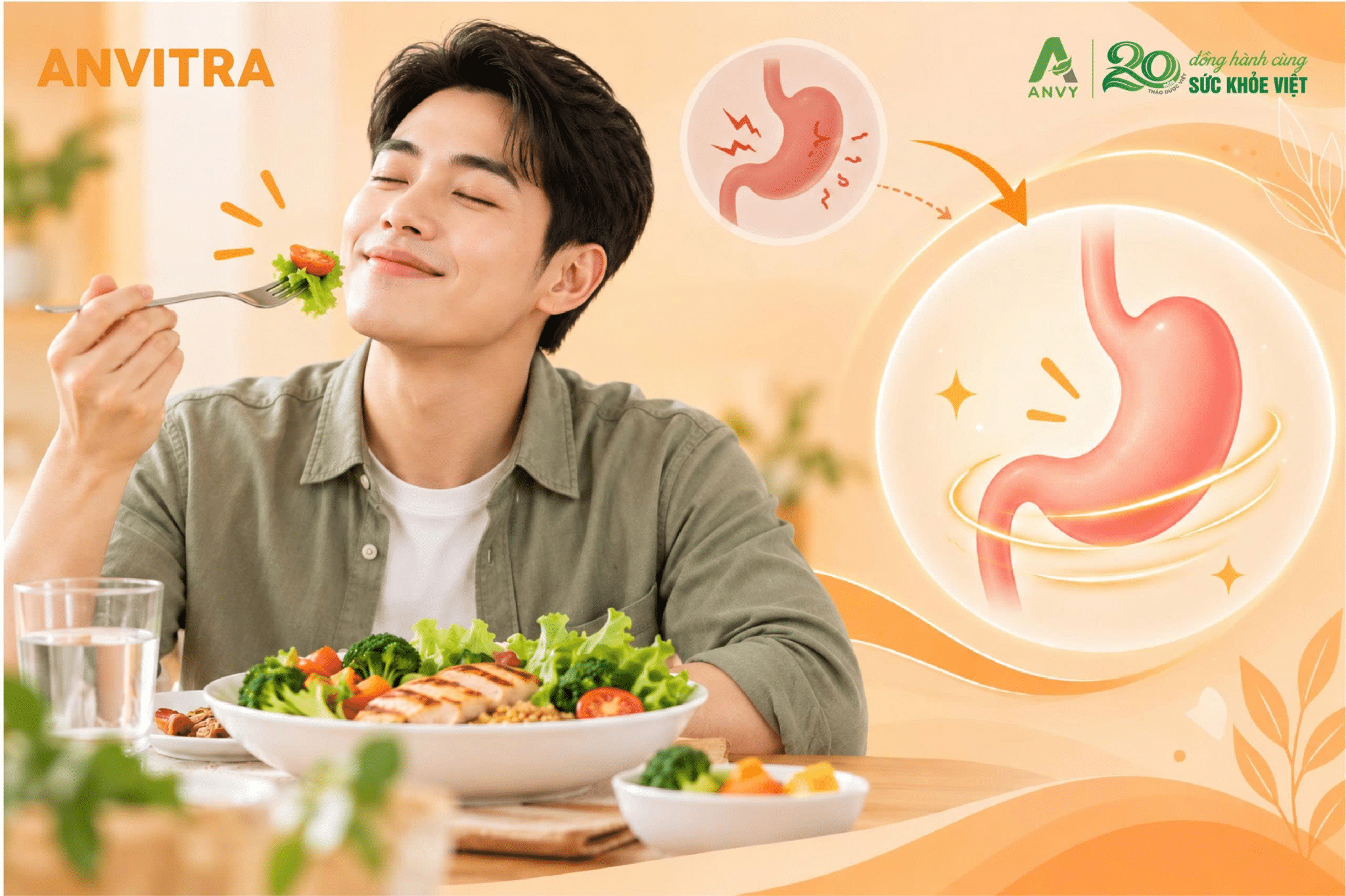 Ăn chậm nhai kỹ và giữ tinh thần thư thái giúp giảm tải áp lực cho dạ dày.