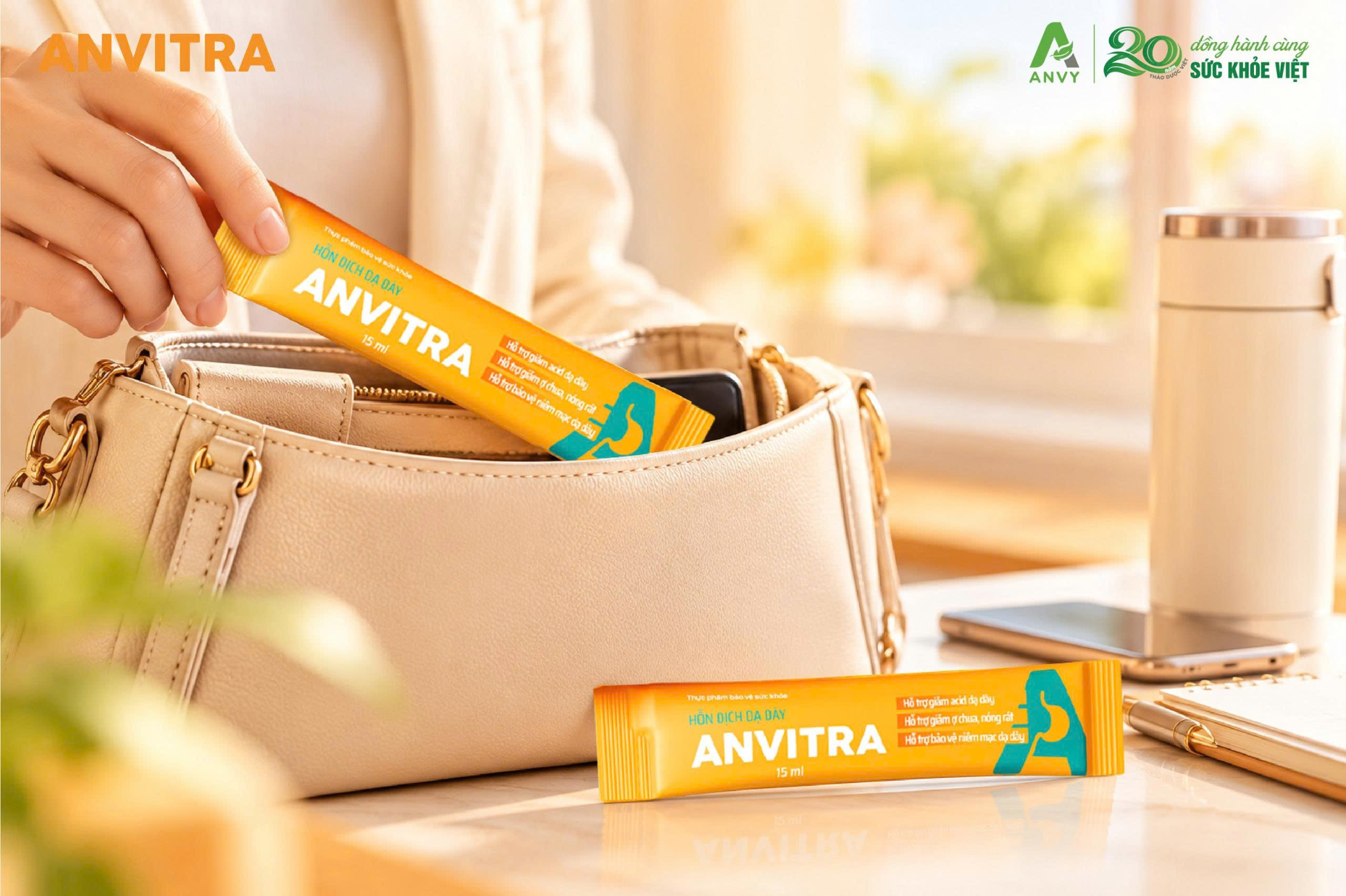 Hỗn dịch Anvitra hỗ trợ bảo vệ niêm mạc và giảm axit dịch vị.